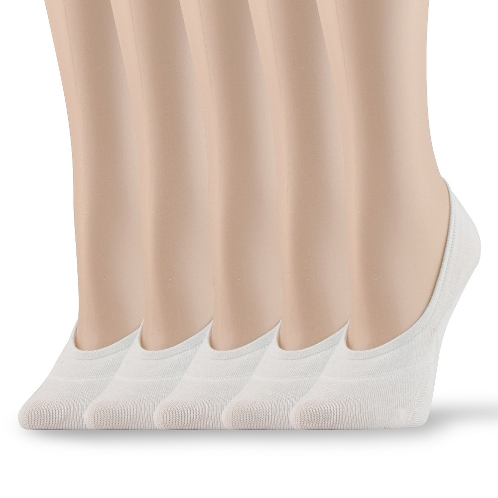 5 Pairs Women's No Show Cotton Liner Socks